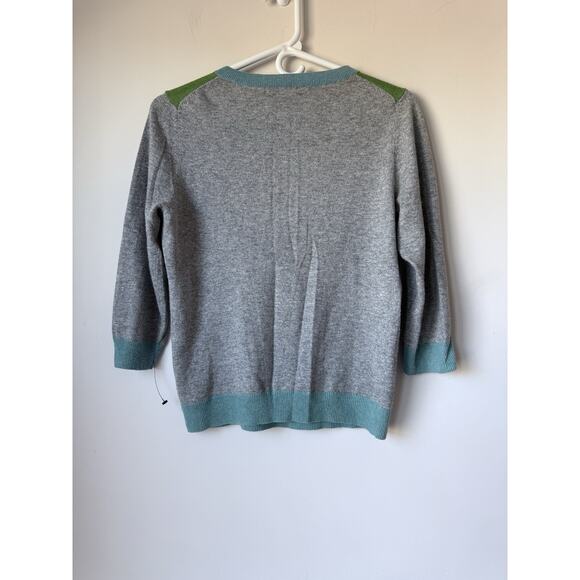 Boden Pink Colorblock Buttons Sweater Cozy Size 12 Gray Cashmere Angora Blend - Picture 2 of 7